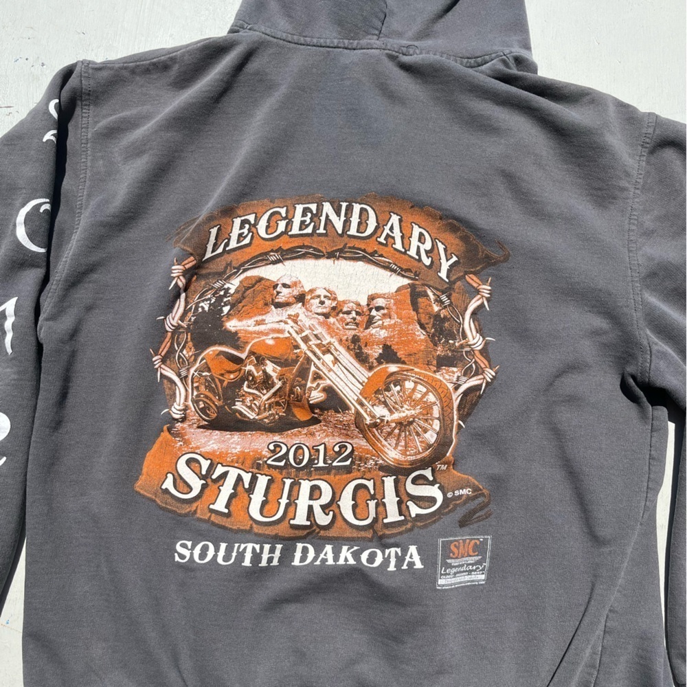 Men's Sturgis Hoodie‎ Gray 2012 Motorcycle Rally L Biker Harley South Dakota Zip
